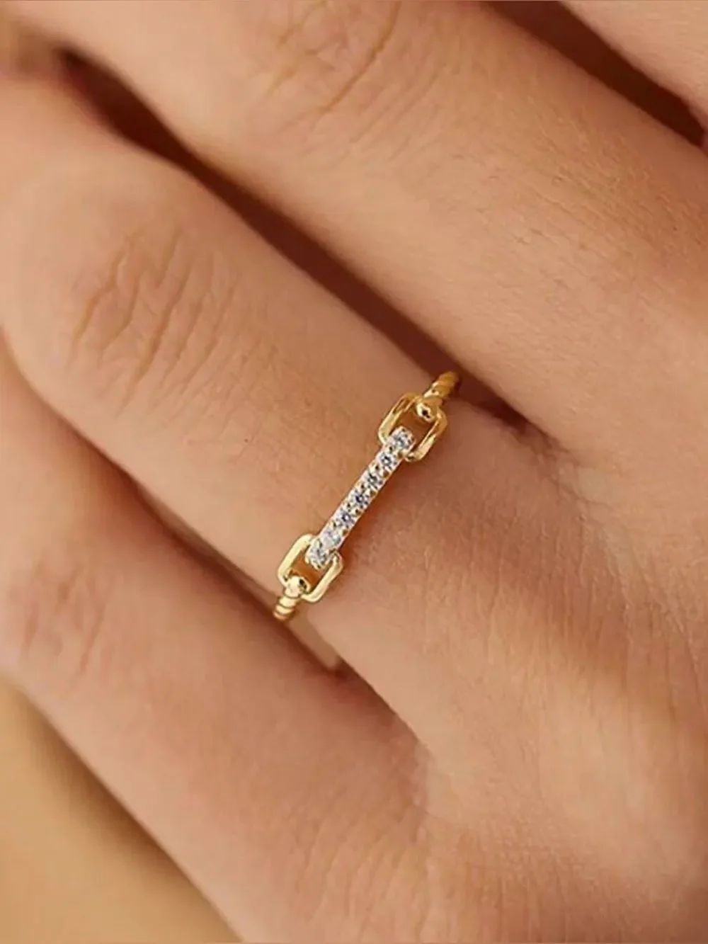Gold Bar Link Accent Ring A2114